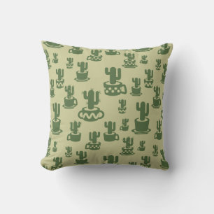 Succulent cactus silhouette in cups and pots  cushion