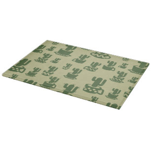 Succulent cactus silhouette in cups and pots cutting board