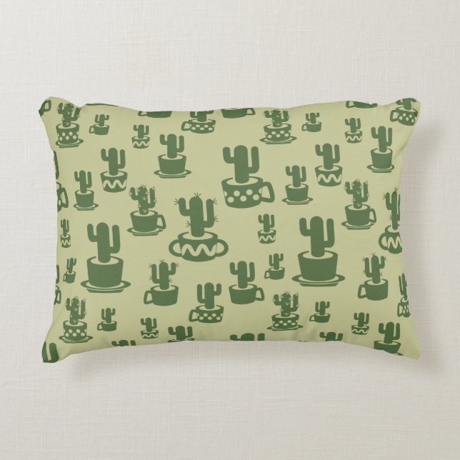Succulent cactus silhouette in cups and pots  decorative cushion (Front)
