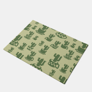 Succulent cactus silhouette in cups and pots doormat
