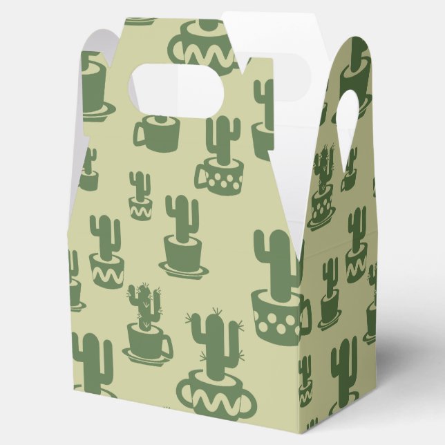 Succulent cactus silhouette in cups and pots  favour box (Opened)