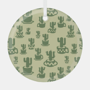 Succulent cactus silhouette in cups and pots gift  glass tree decoration