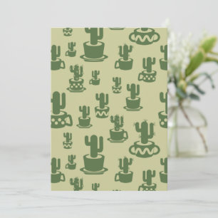 Succulent cactus silhouette in cups and pots holiday card