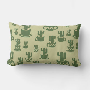 Succulent cactus silhouette in cups and pots  lumbar cushion