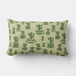 Succulent cactus silhouette in cups and pots  lumbar cushion