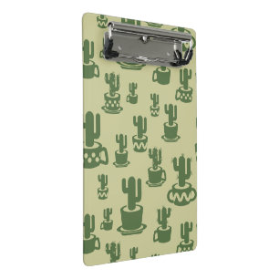 Succulent cactus silhouette in cups and pots mini clipboard