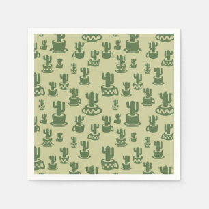 Succulent cactus silhouette in cups and pots napkin