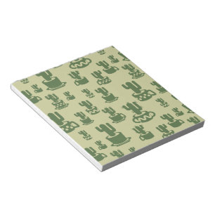 Succulent cactus silhouette in cups and pots notepad