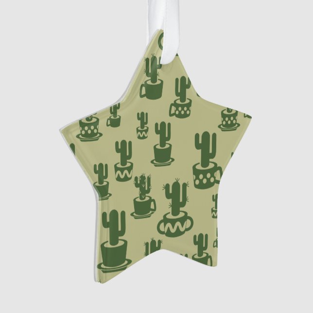 Succulent cactus silhouette in cups and pots  ornament (Front)