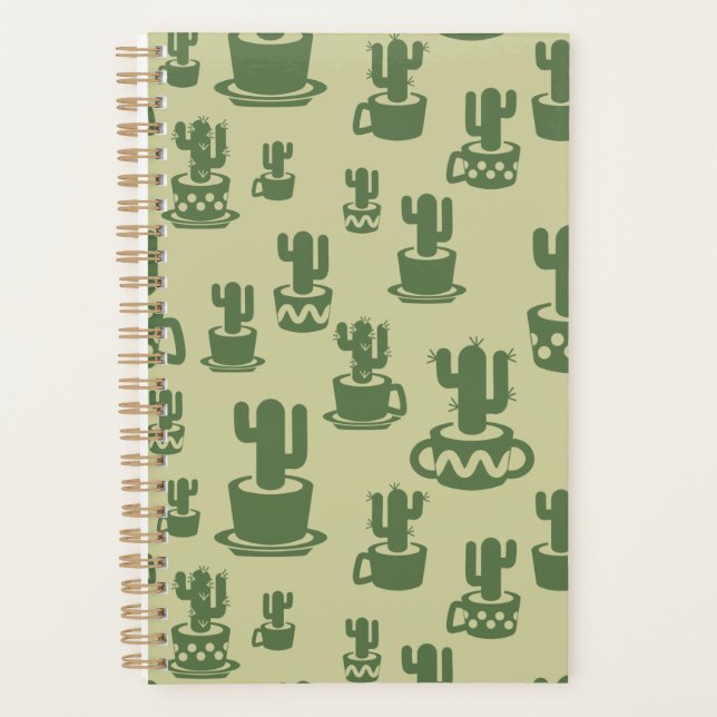 Succulent cactus silhouette in cups and pots  planner (Front)