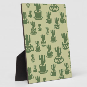 Succulent cactus silhouette in cups and pots plaque