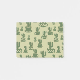 Succulent cactus silhouette in cups and pots post-it notes
