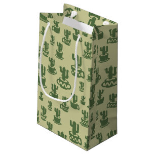 Succulent cactus silhouette in cups and pots small gift bag