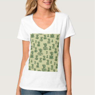 Succulent cactus silhouette in cups and pots  T-Sh T-Shirt