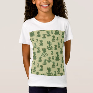 Succulent cactus silhouette in cups and pots T-Sh T-Shirt