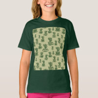 Succulent cactus silhouette in cups and pots  T-Sh