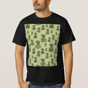 Succulent cactus silhouette in cups and pots T-Sh T-Shirt