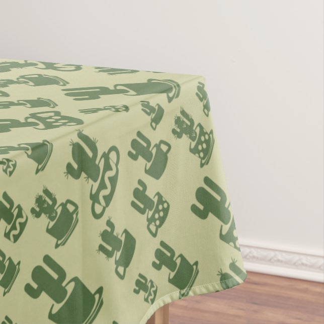 Succulent cactus silhouette in cups and pots  tablecloth (In Situ)