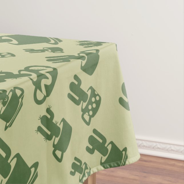 Succulent cactus silhouette in cups and pots  tablecloth (In Situ)