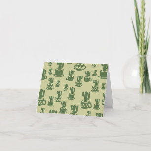 Succulent cactus silhouette in cups and pots  thank you card