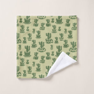 Succulent cactus silhouette in cups and pots wash cloth