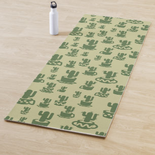 Succulent cactus silhouette in cups and pots  yoga mat