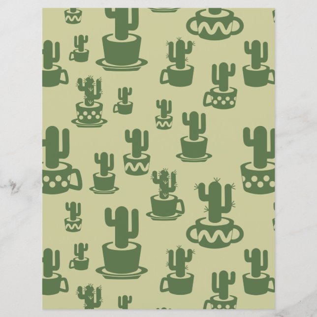 Succulent cactus silhouette in cups Paper Sheet (Front)