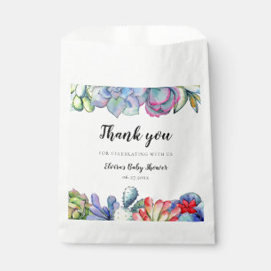 Succulent cactus watercolor Baby shower Favour Bags