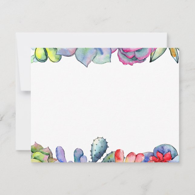 Succulent cactus watercolor card (Front)