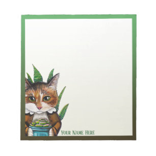 Succulent Calico Cat - Personalised Notepad