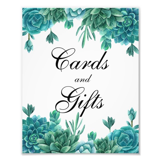 Succulent cards and gifts wedding sign. Cactus Photo Print (Front)