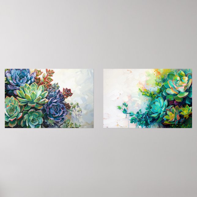 Succulent Desert Paintings Art Plants (Front)