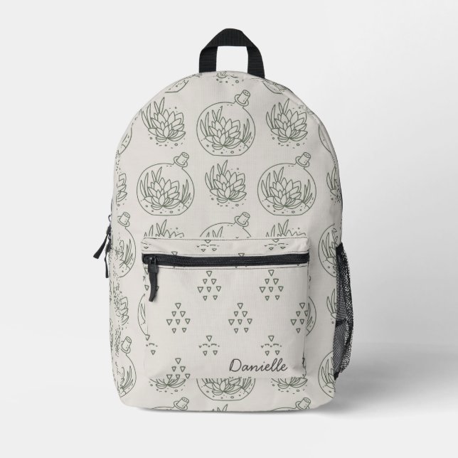 Succulent Desert Personalised Printed Backpack (Front)