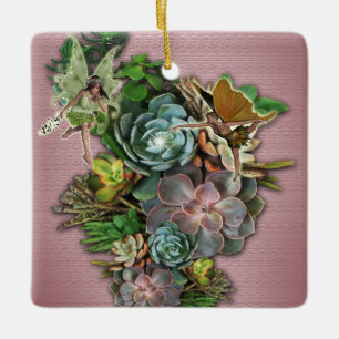 Succulent displays ceramic ornament