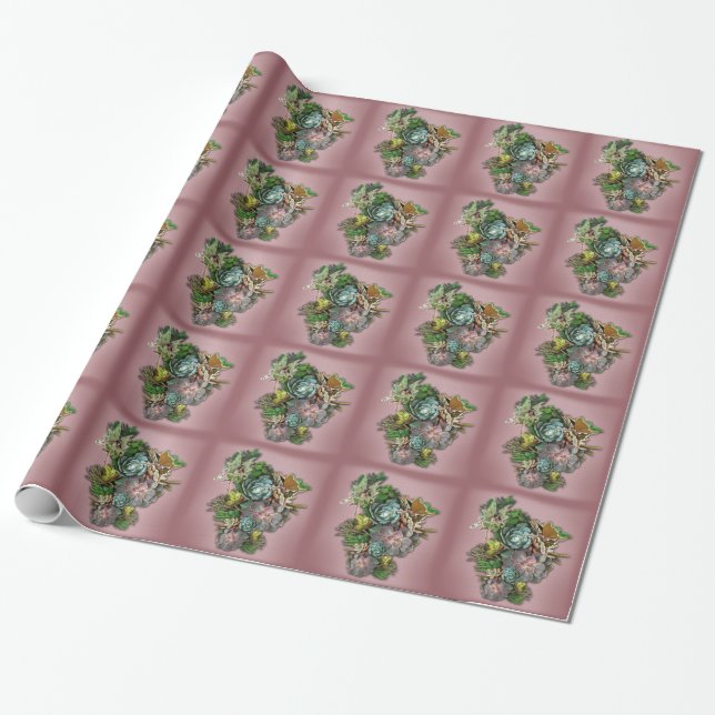 Succulent displays wrapping paper (Unrolled)