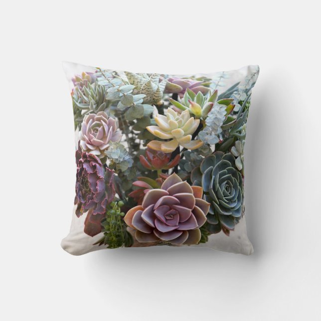 Succulent Echeveria Bouquet Pillow (Front)