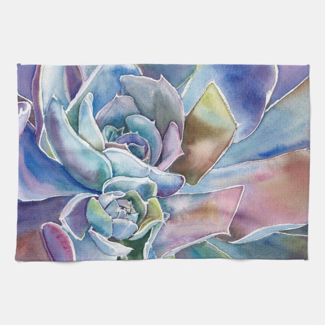 Succulent Echeveria Kitchen Towel (Horizontal)
