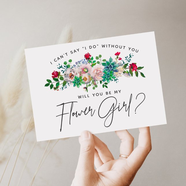 Succulent Floral Flower Girl Card (Creator Uploaded)