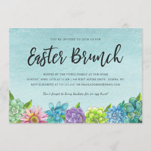 Succulent Florals Easter Brunch Invitation