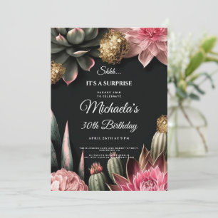 Succulent Flowers Birthday surprise party Floral Invitation