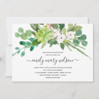 SUCCULENT FOLIAGE WREATH WATERCOLOR BABY SHOWER