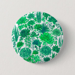 Succulent garden 6 cm round badge