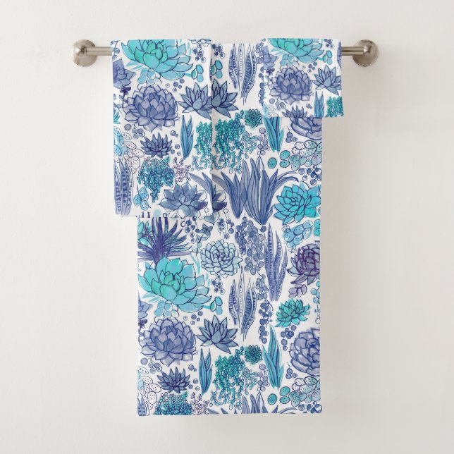 Succulent garden bath towel set (Insitu)