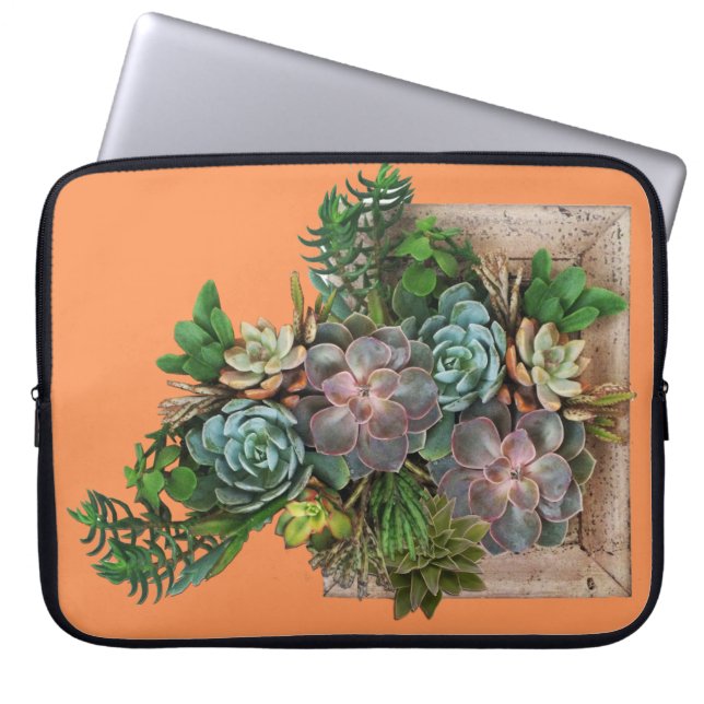 Succulent garden design laptop sleeve (Front)