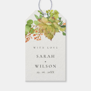 SUCCULENT GARDEN FLORAL CACTUS WATERCOLOR WEDDING GIFT TAGS