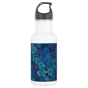 Succulent garden in blue 532 ml water bottle