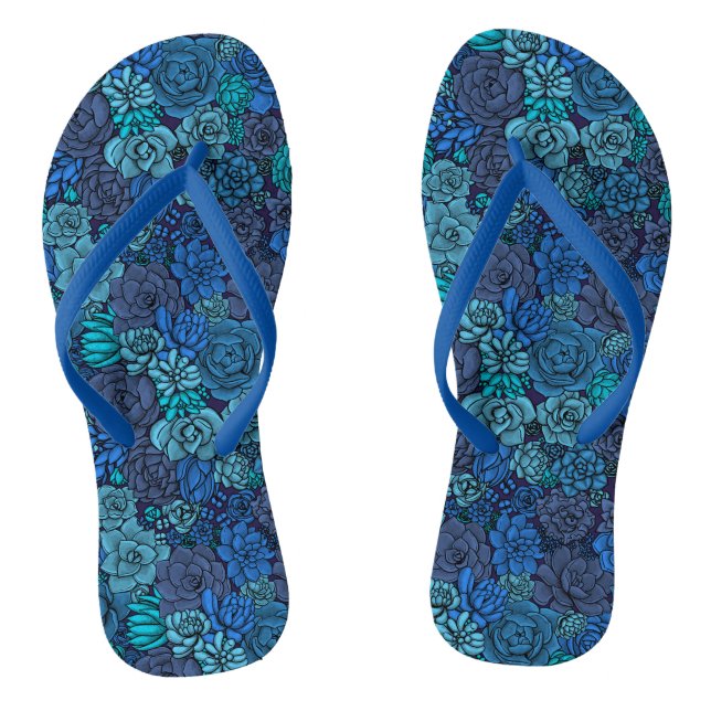 Succulent garden in blue jandals (Footbed)