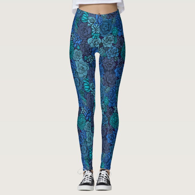 Succulent garden in blue leggings (Front)
