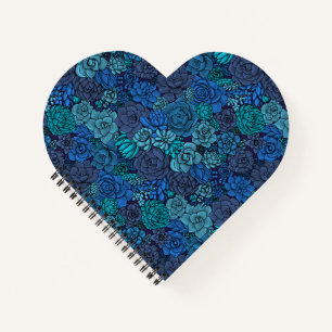 Succulent garden in blue notebook