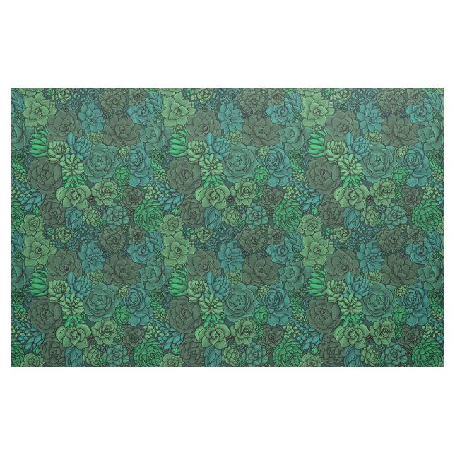 Succulent garden in green fabric (Fat Quarter)